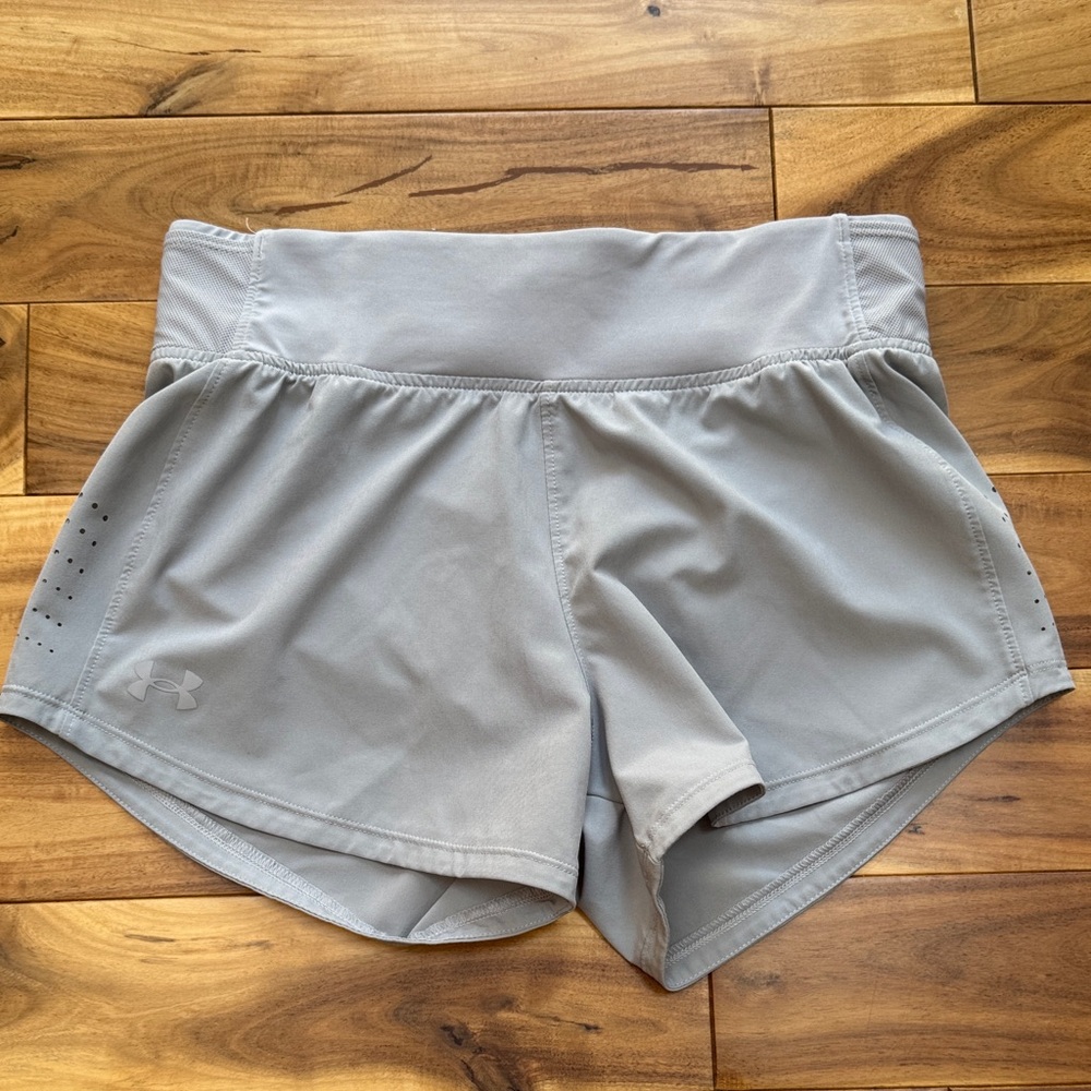 Under Armour Women's Athletic Gray Shorts. Fitted. Speed pocket.